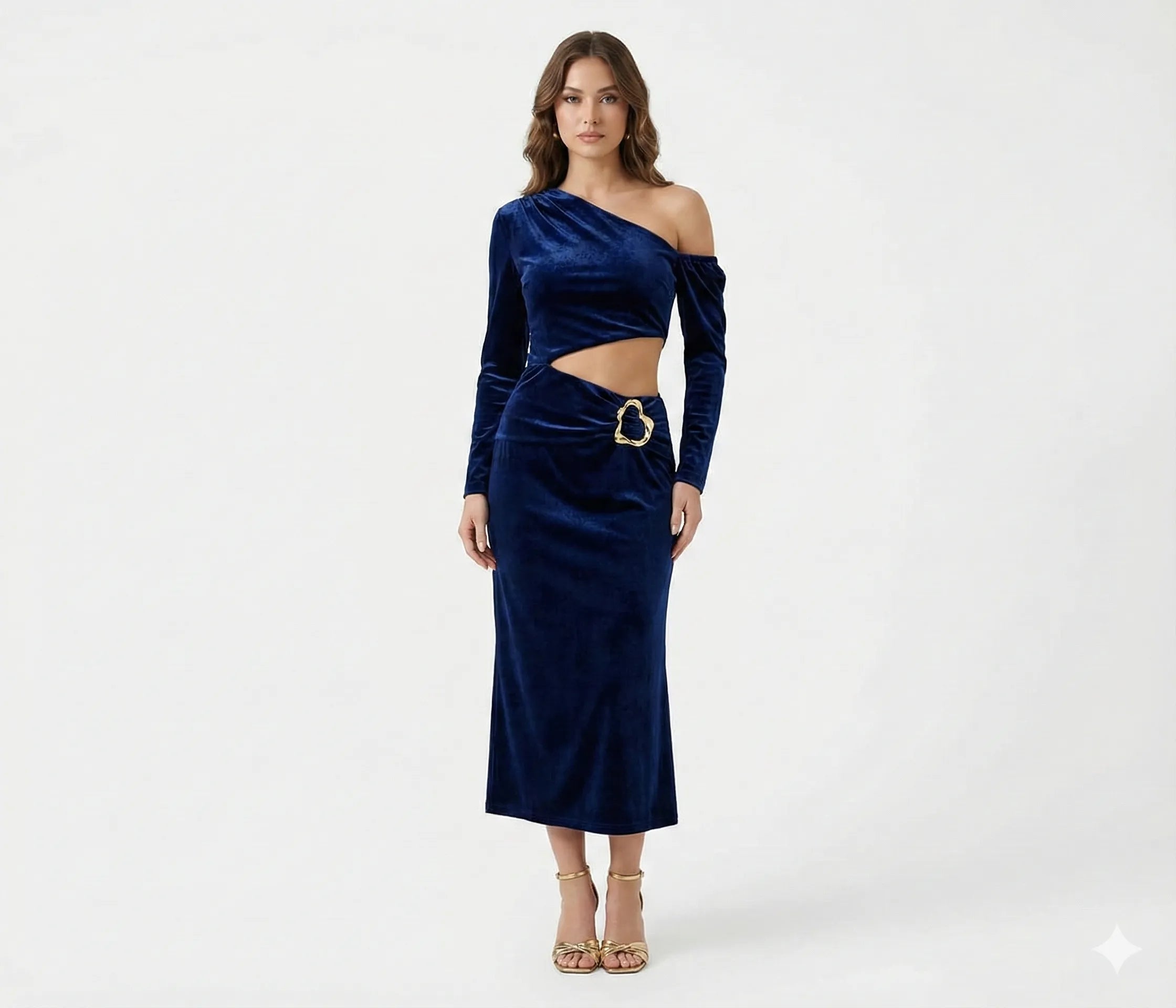 The Velvet Asymmetric Buckle Dress