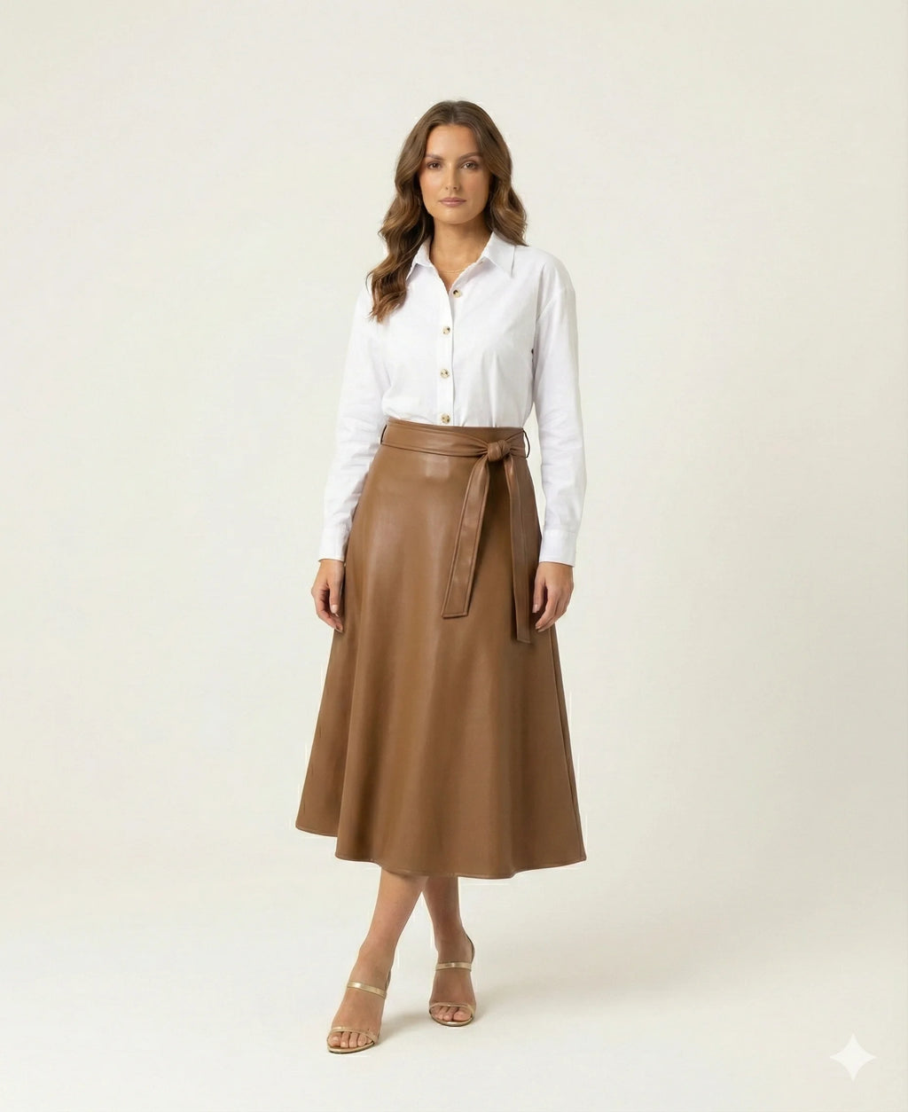 The Belted Leather Flare Skirt