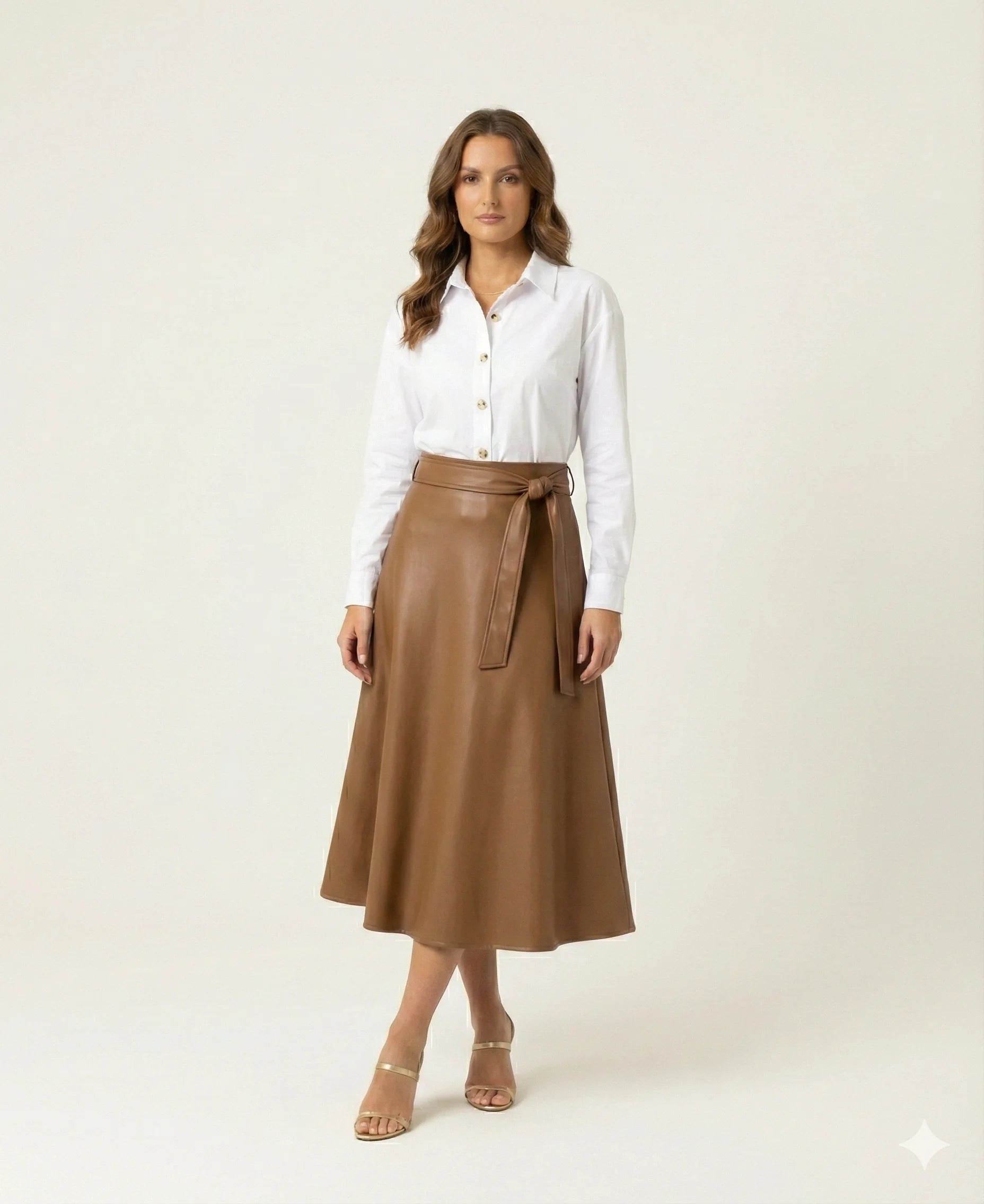 The Belted Leather Flare Skirt