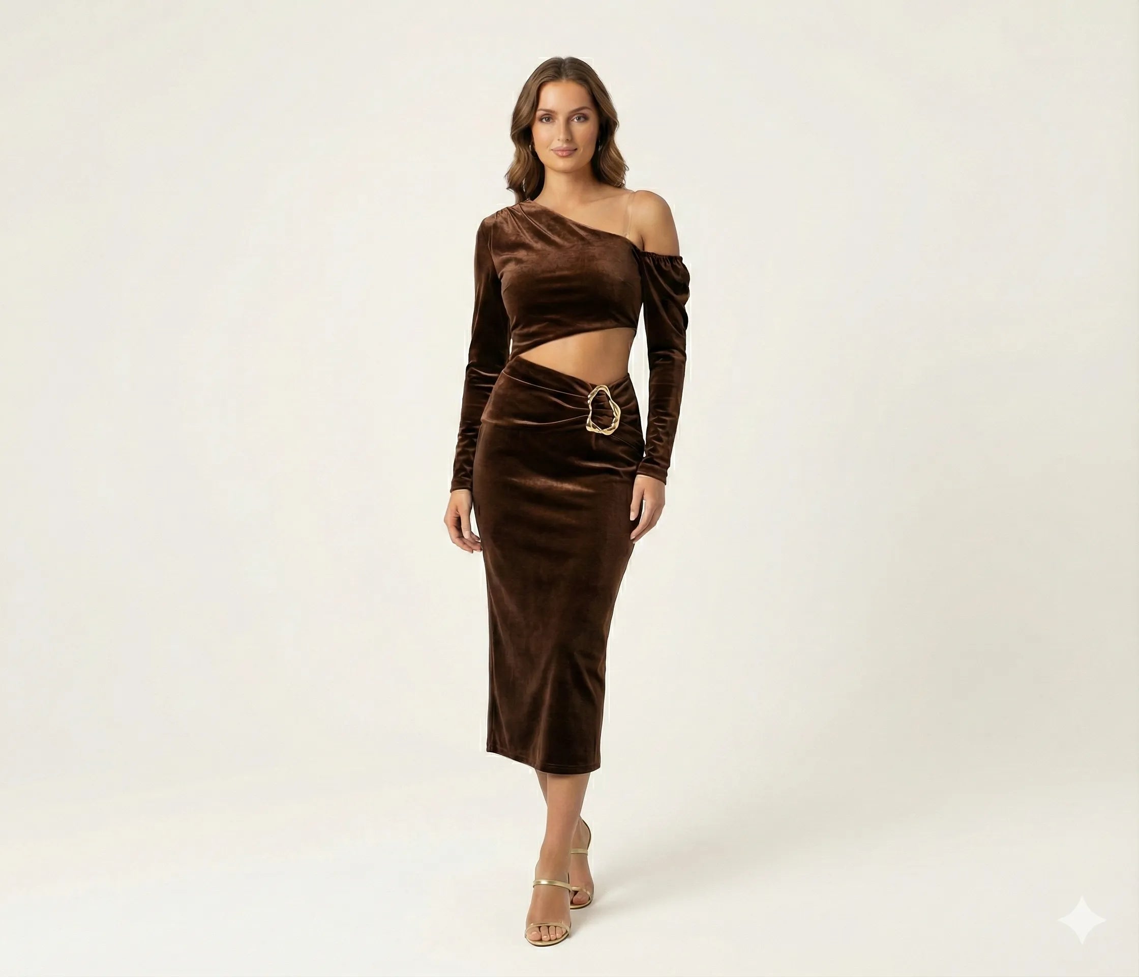 The Velvet Asymmetric Buckle Dress