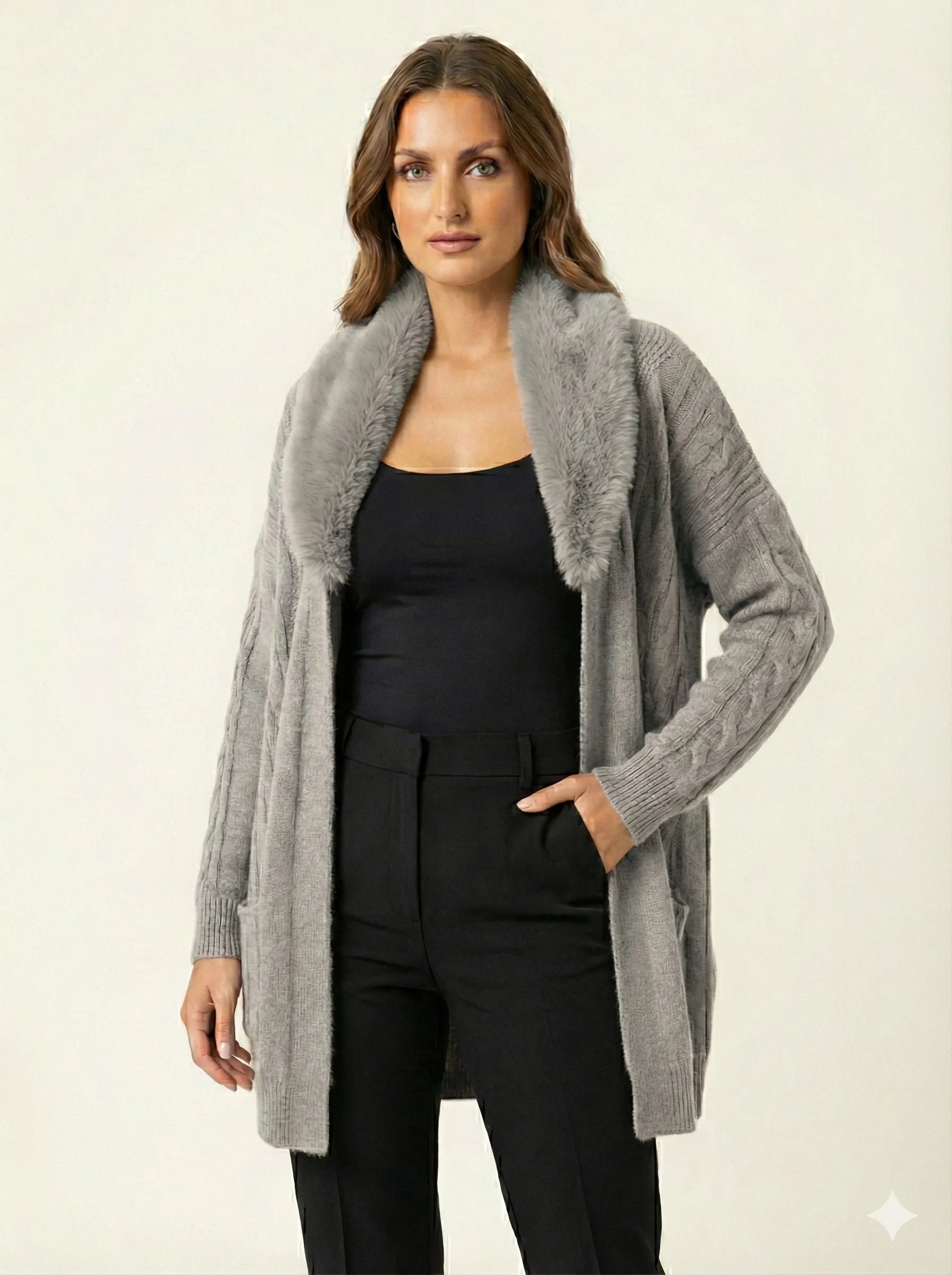 The Midnight Fur Collar Cardigan
