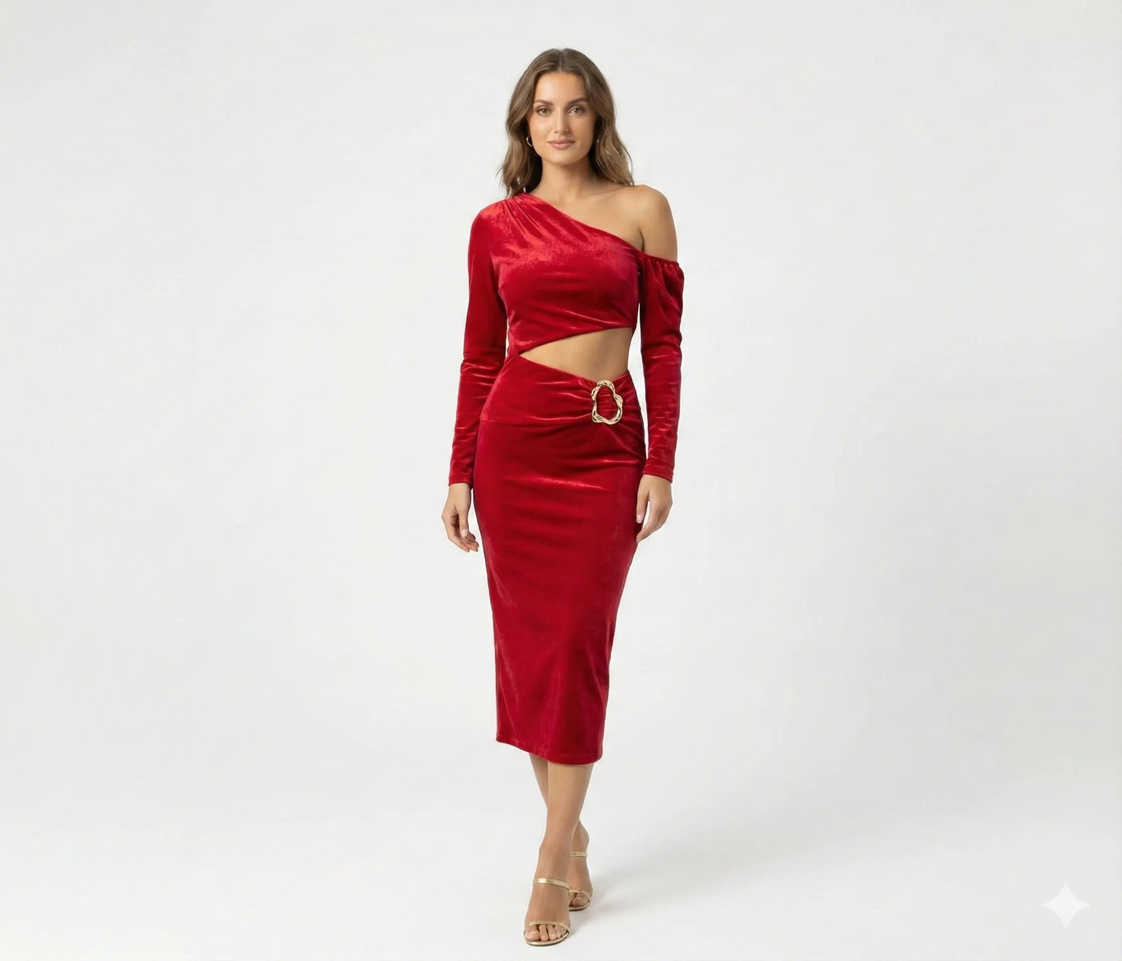 The Velvet Asymmetric Buckle Dress