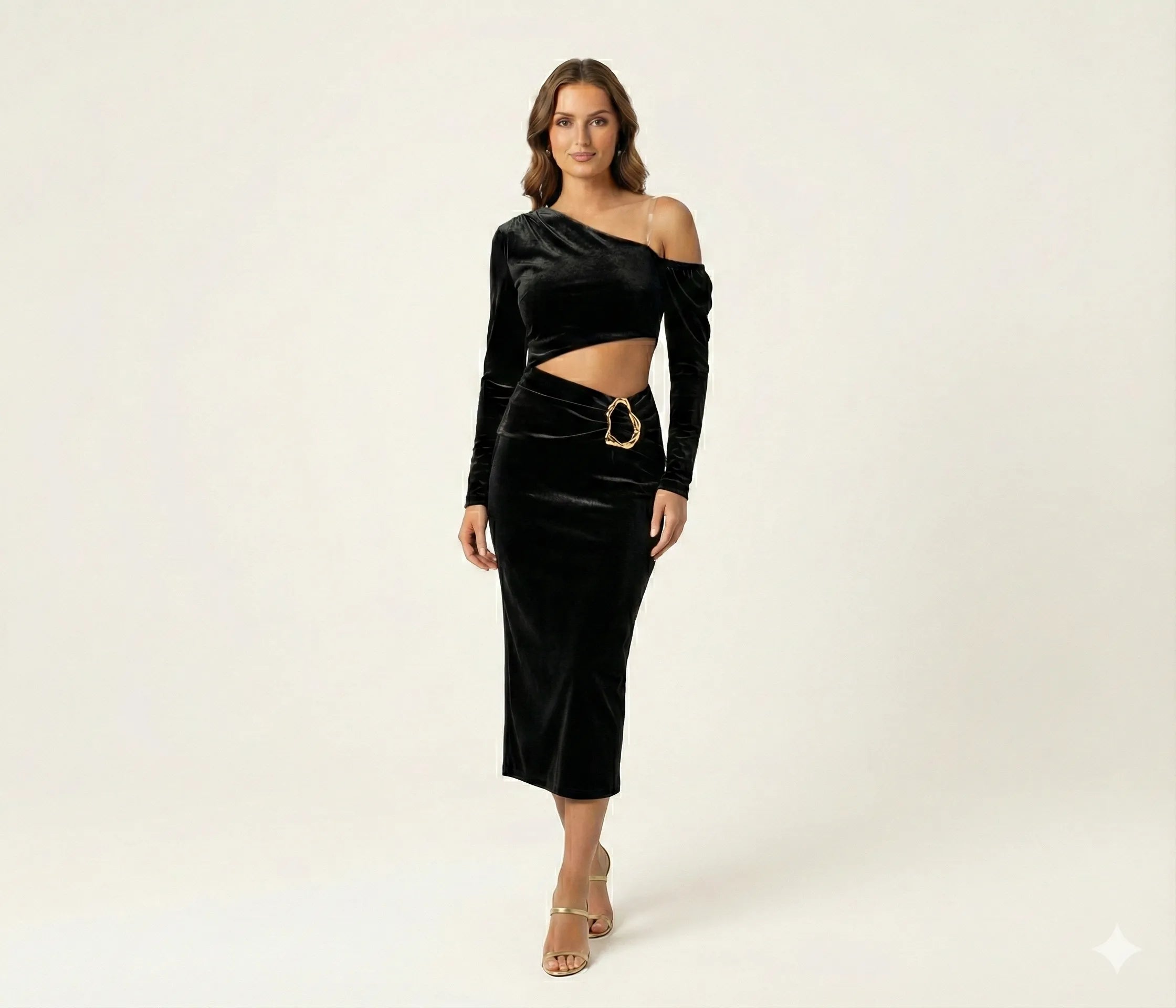The Velvet Asymmetric Buckle Dress