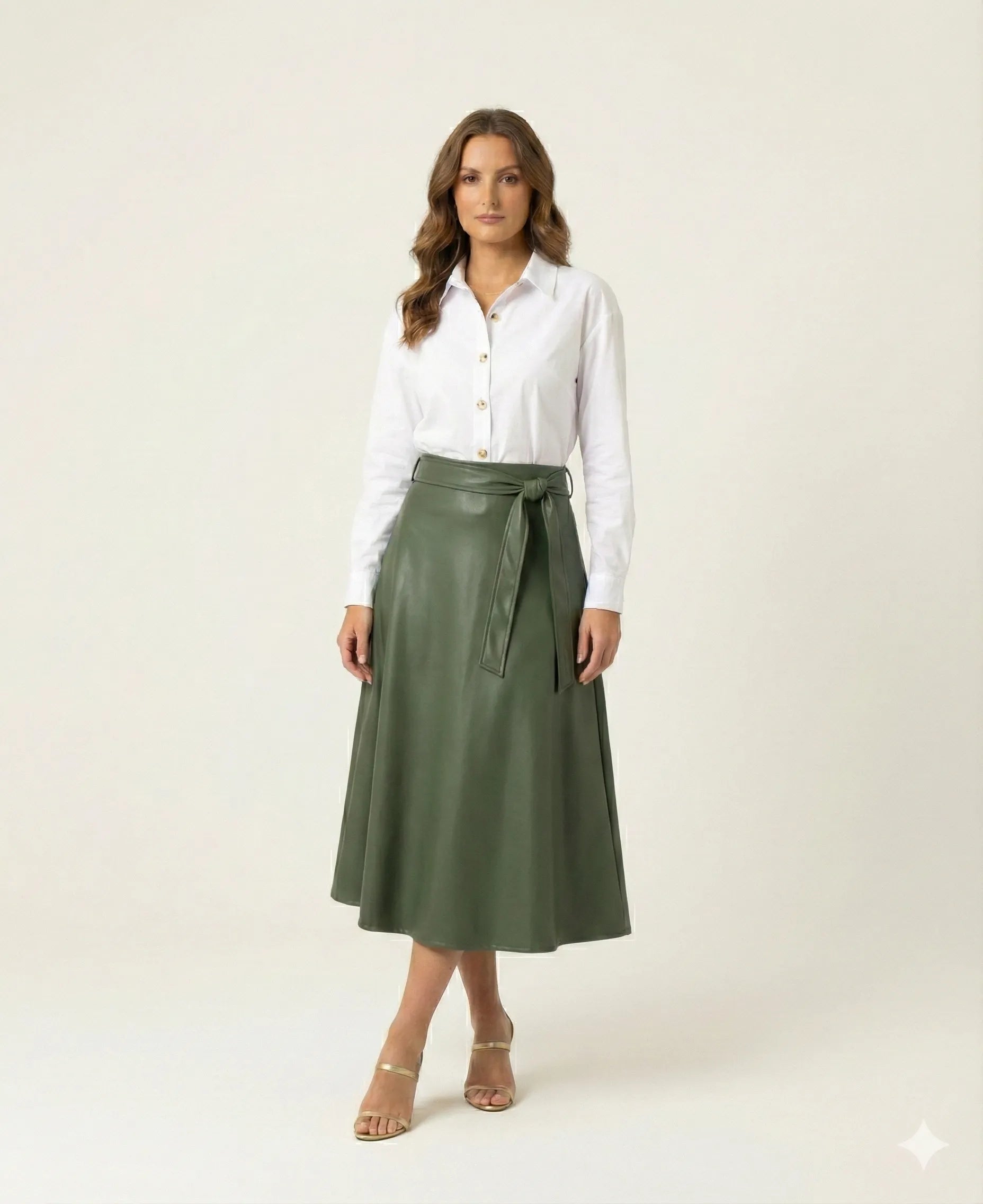 The Belted Leather Flare Skirt