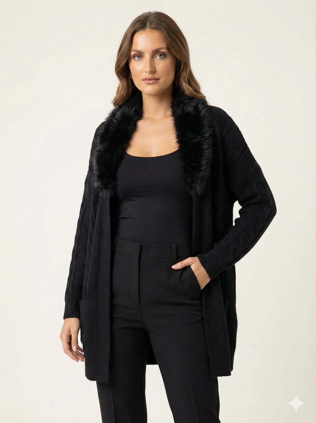 The Midnight Fur Collar Cardigan