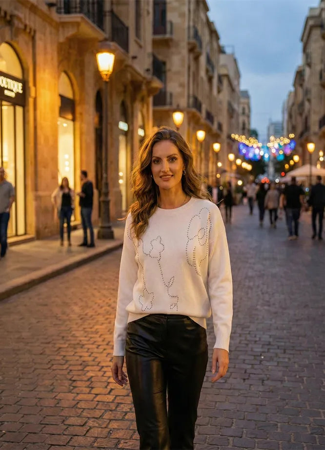 The Eclat Floral Studded Knit